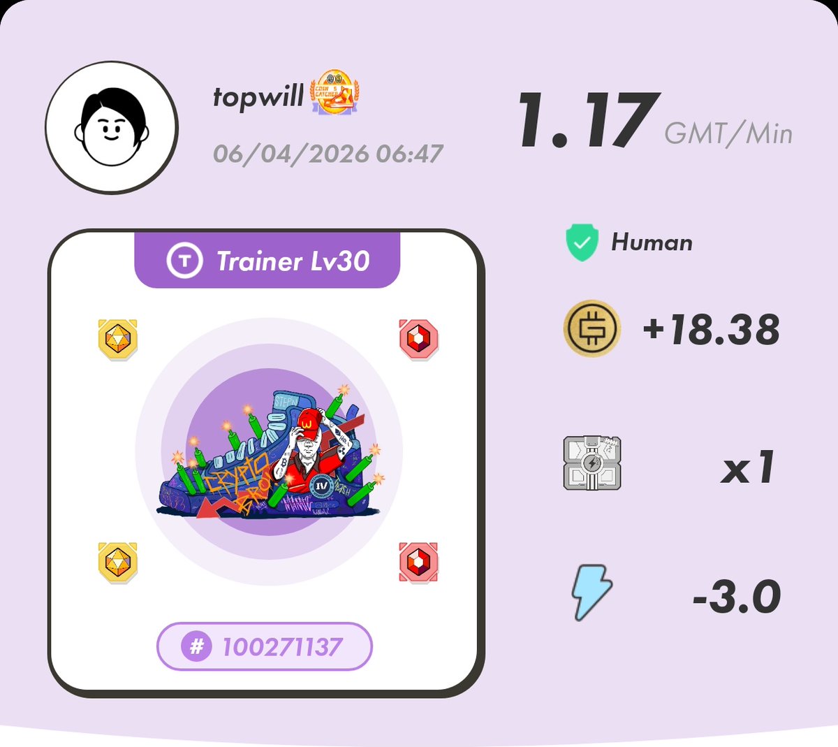 topwill000001's tweet image. 今日から仕事STEPN👟

ネットで買い物し過ぎた

レジェンダリーの費用が無くなってもた

コツコツ頑張りますか〜

2、3ヶ月に1回のHP回復したよ✌

#STEPN   #STEPNGO