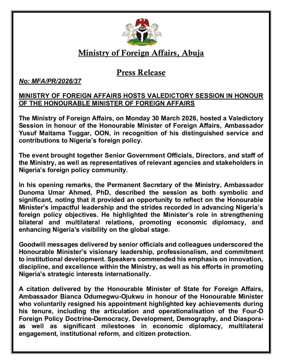 Ministry of Foreign Affairs, Nigeria 🇳🇬 tweet media