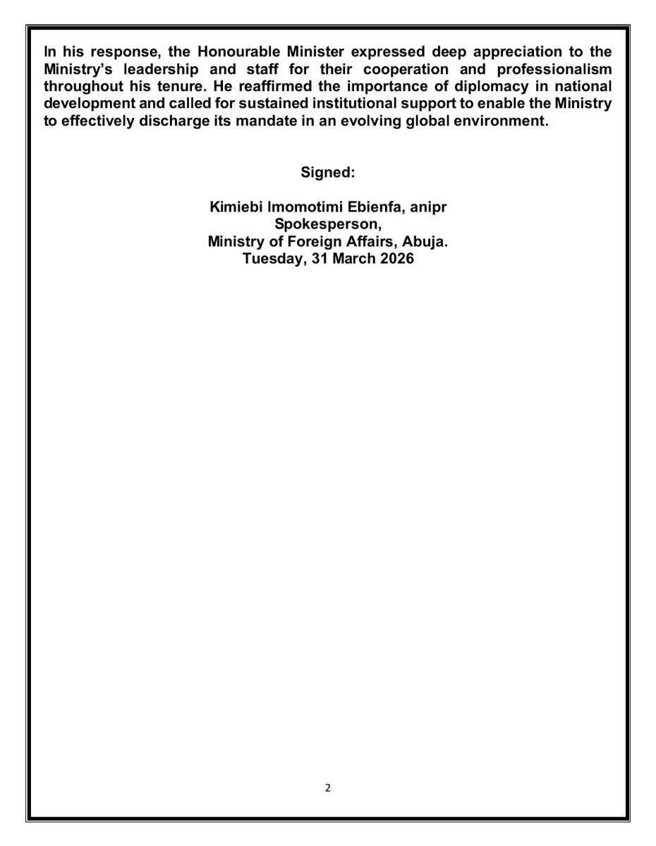 Ministry of Foreign Affairs, Nigeria 🇳🇬 tweet media
