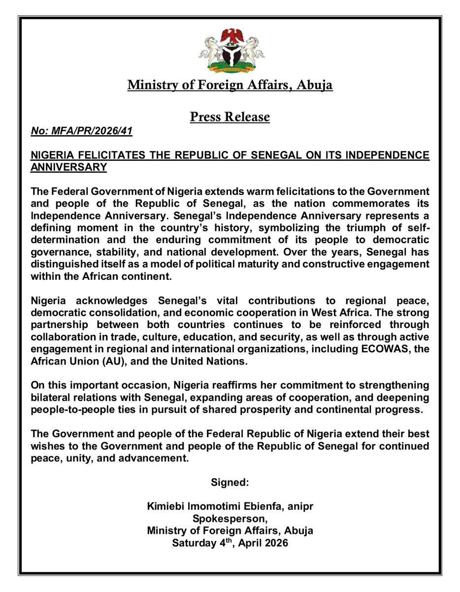 Ministry of Foreign Affairs, Nigeria 🇳🇬 tweet media