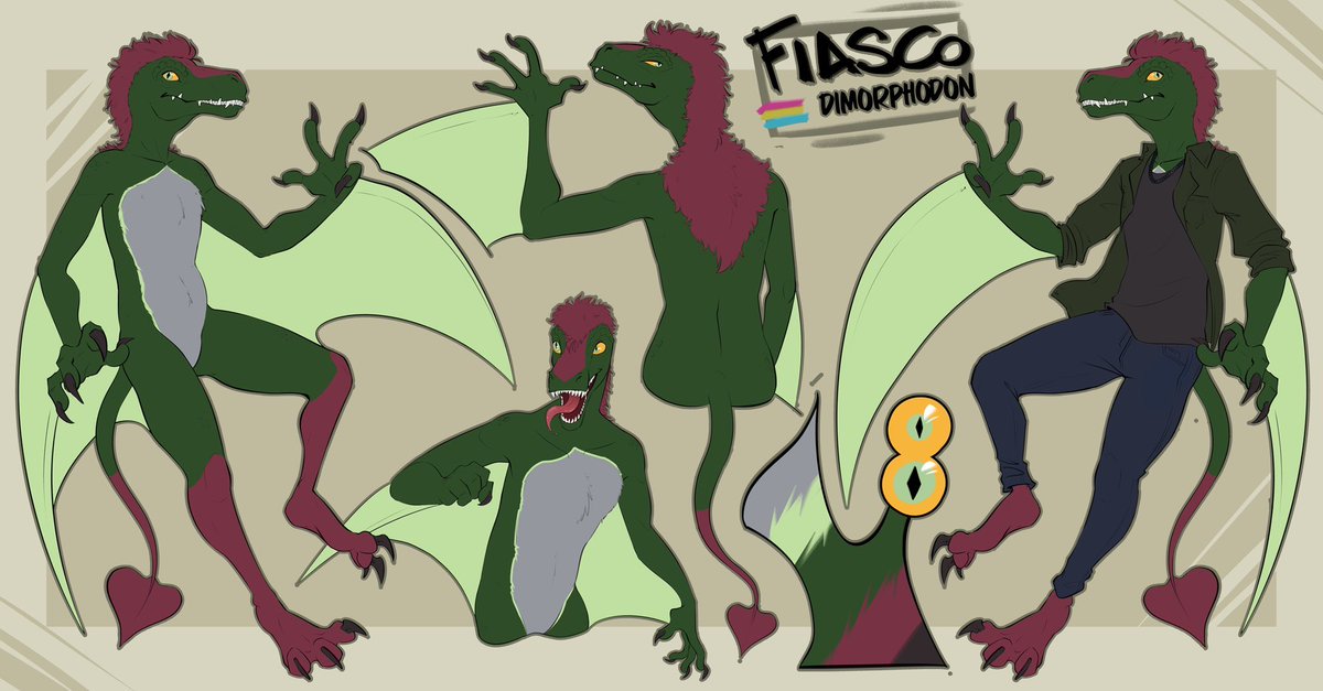 WildEyeWilly's tweet photo. Oh hell nah it's a dimorphodon AND a leech??? 

»Fiasco Ref by @Maa_SpaceDino 
»Marcellus Ref also by @Maa_SpaceDino 
»Fiasco Headshot by @ArtOfGrimmuzA 
»Marcellus Sketch also by @ArtOfGrimmuzA https://t.co/vLjbFaBqzg