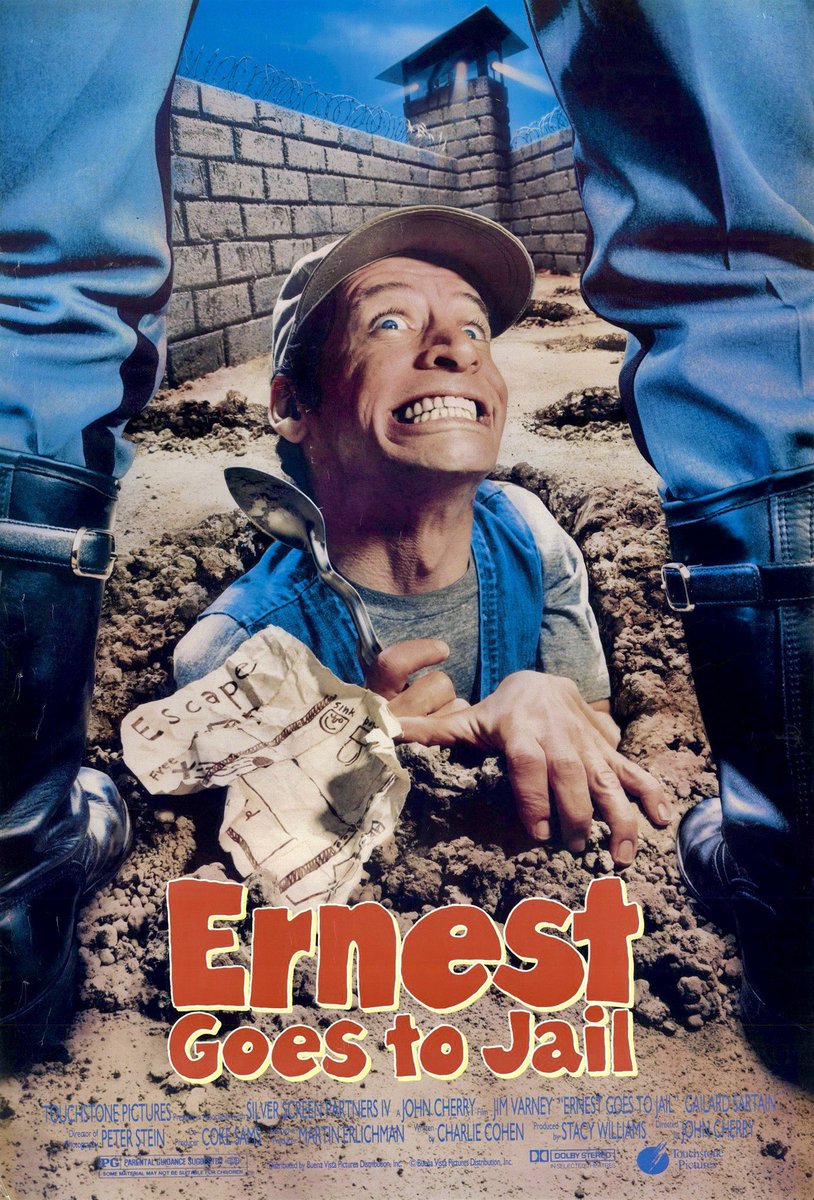landofthe80s's tweet image. On this date in 1990, “Ernest Goes To Jail” starring Jim Varney debuted in theaters. #90s