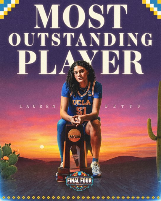 Congratulations <a href="/laurenbetts12/">lauren betts</a> for your MVP award and for the title with <a href="/UCLAWBB/">UCLA Women's Basketball</a>