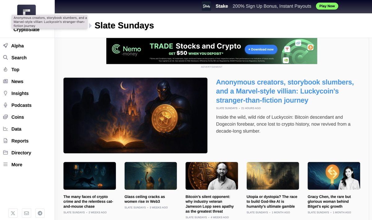 <a href="/Davincij15/">Davinci Jeremie</a> Jeremy it’s time to show some love to the chain the inspired our beloved <a href="/dogecoin/">Dogecoin</a> 🍀👀

Our <a href="/CryptoSlate/">CryptoSlate</a> friends wrote about it 💚