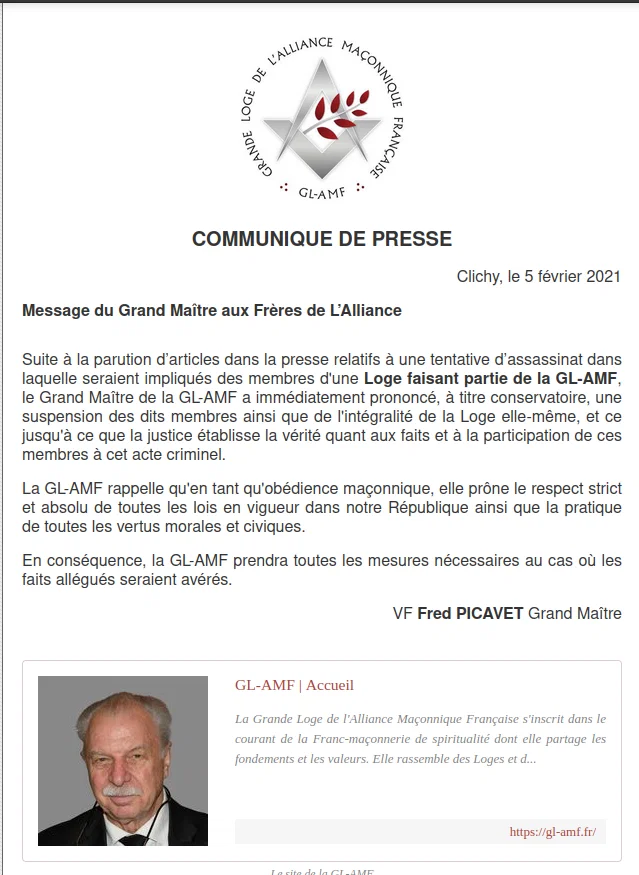 Casimir_Noir's tweet image. #Athanor belongs to the GL-AMF (Grande Loge de l'Alliance Maçonnique Française) born in 2012 from a split with the #GLNF (Grande Loge Nationale de France) its founder and first grand-master was no less than #AlainJuillet ex-boss of the #DGSE.
My 2 cents.