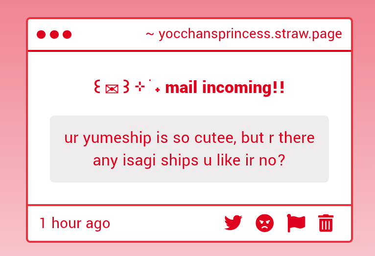 aww thank u anon! as for ships, before yumeshipping isagi, i was a HUGEEEE fan of bachisagi 🥹