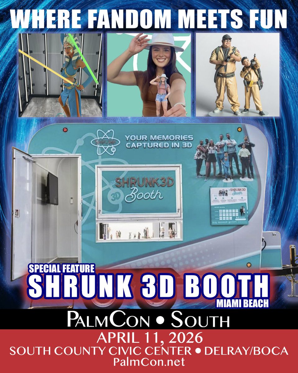 palm_con's tweet photo. Who’s Getting Shrunk at PalmCon: South?
YOU!

PalmCon is happy to welcome Shrunk 3D Miami to our event April 11th!  As an added bonus the first place winner of the costume contest will receive a FREE scan and mini-figure! How awesome is that?!

#PalmCon #comiccon #shrunk3DMiami https://t.co/XPol0lRCu6