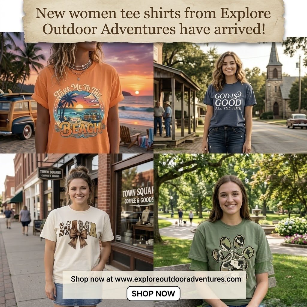 ExploreOutdoo10's tweet photo. Create sales post. New women tee shirts from Explore Outdoor Adventures have arrived! Shop now at https://t.co/GaXCW9RdN1 #exploreoutdooradventures #outdoorretailer https://t.co/eYzl8KtQqJ