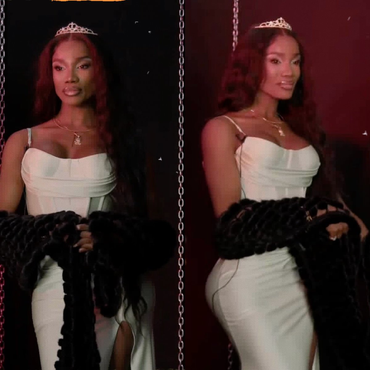 manely114's tweet photo. Sirvió en bandeja de plata con este outfit y la corona🤍👸🏾
#CarcelGemelosFinal #Lapiry https://t.co/YCYGtzC3O9