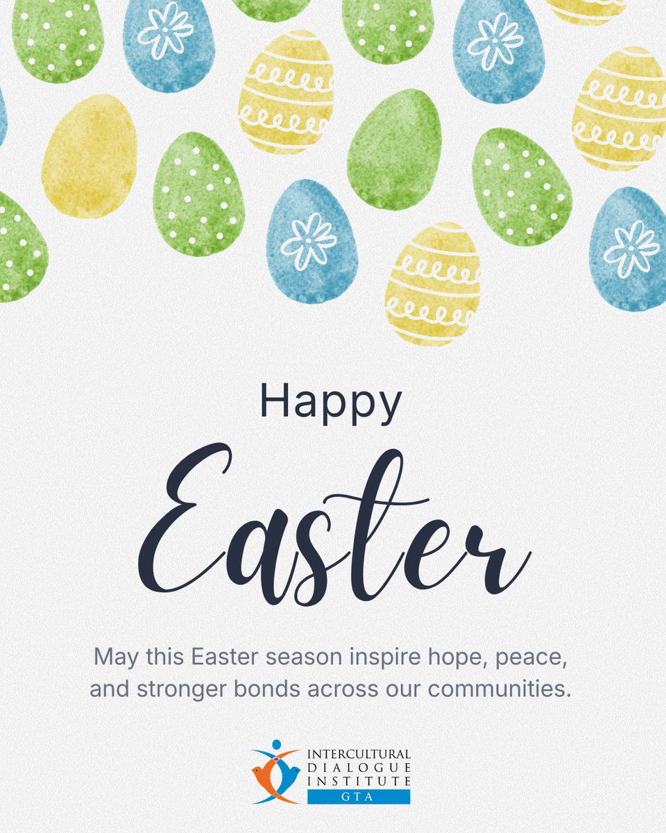 IDIGTA's tweet photo. This Easter, we celebrate hope, renewal, and the power of human connection.

May this season inspire peace, friendship, and understanding across all communities.

Happy Easter from IDI GTA ✨ https://t.co/c13r4qVwlQ