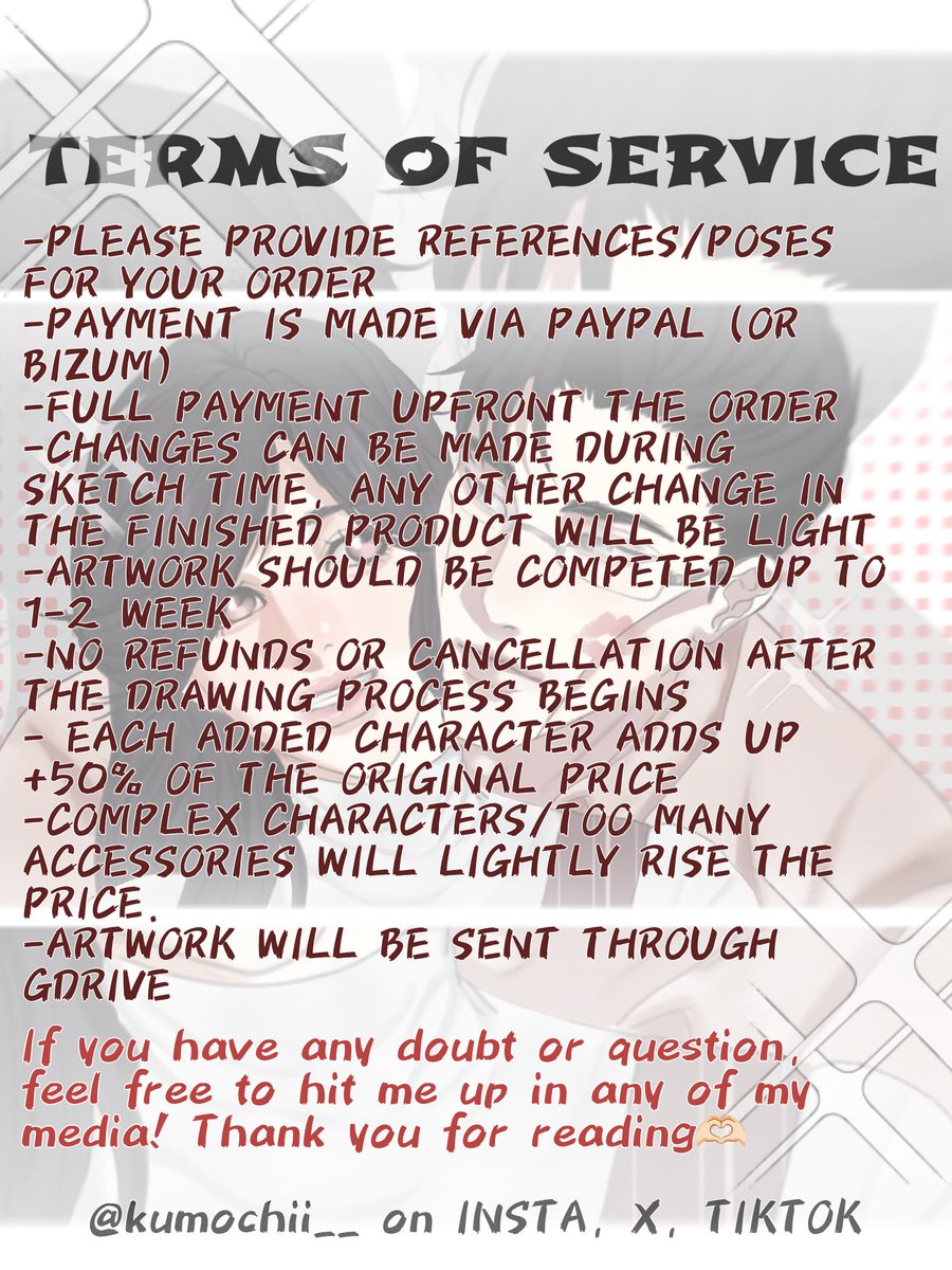 kumochii__'s tweet image. i forgot to post my comms sheet here😭

#opencommissions #art #digitalart #artist