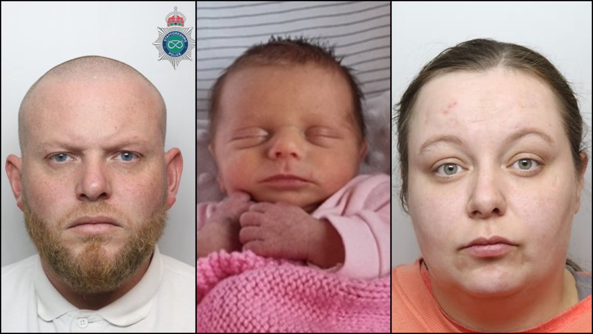 In 2022, five-week-old Darcy-Leigh Jefferson died from severe abuse: 47 rib fractures, broken legs, and fatal brain injury. 
Her father, Sean Jefferson, 35, was convicted of her murder in March 2026 at Stafford Crown Court. Her mother, Amy Clarke, 34, was convicted of allowing