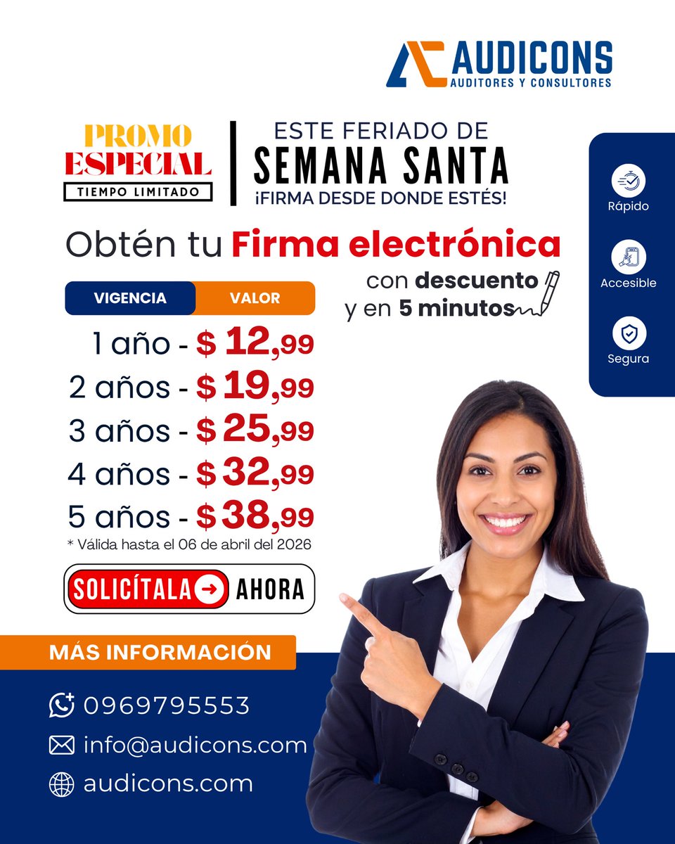Firma electrónica con PROMO LIMITADA
🔐 Legal | ⚡ Rápida | 📄 Segura

📲 Escríbenos – AUDICONS