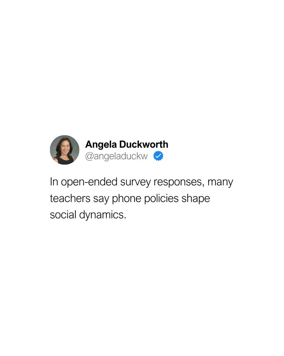angeladuckw's tweet photo. What are the social dynamics at your school?
K-12 educators, we want your perspective → https://t.co/vXSNzeU2MZ
#PhonesInFocus #AngelaDuckworth #Education #Teachers #PhonePolicies https://t.co/dPu8XzRcCh