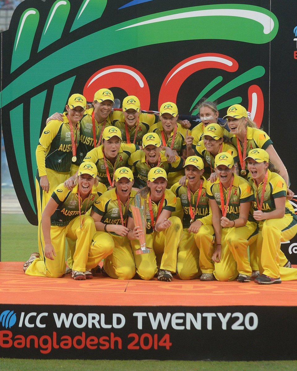 ACA_Players's tweet photo. On this day in 2014 - the Australian Women's team won the T20 World Cup! It was the team's third successive T20WC Title in row 🏆🏆🏆

Sarah Coyte was named Player of the Final for her figures of 3/16 off 4. https://t.co/rprWxqqYzv