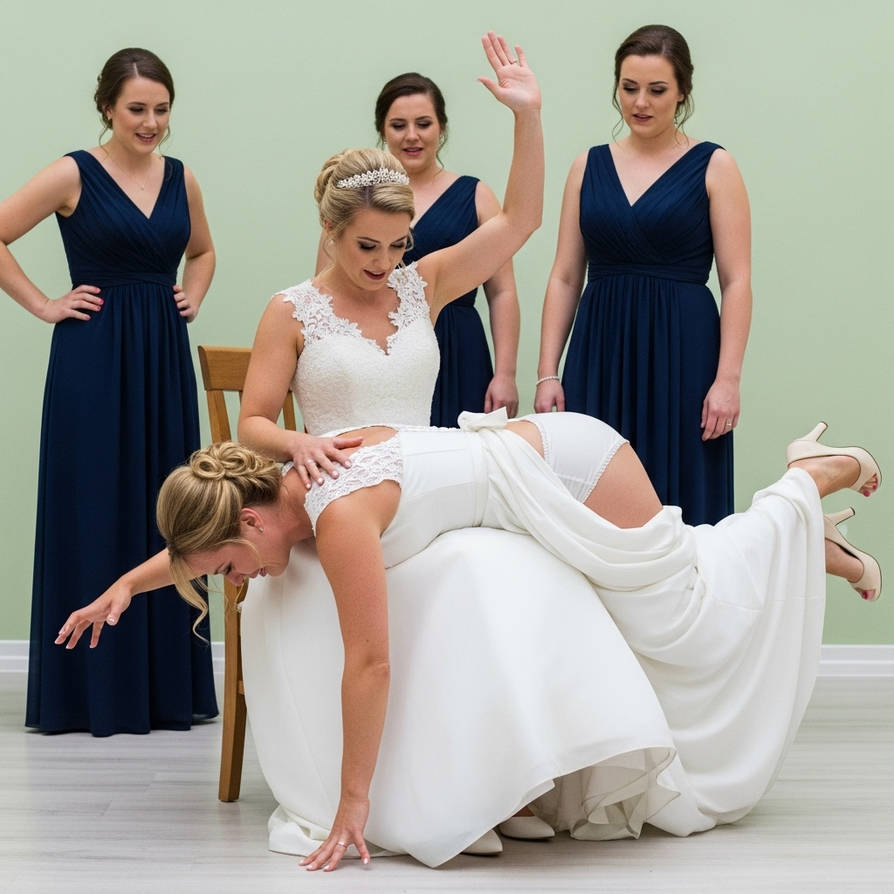 -Hoy de blanco sólo voy yo!
-Ellas me dijeron que viniera así!
-Mentirosa, no engañes!
-Chicas, preparar vuestras nalgas!
-Today I'm the only one wearing white! 
-They told me to come like this! 
-Liar, don't deceive! 
-Girls, get your asses ready!