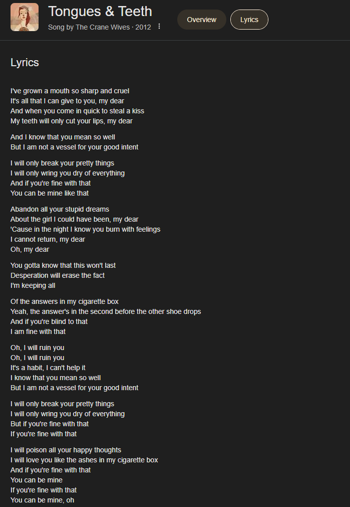 tongues and teeth is a dunkaerion song, send tweet