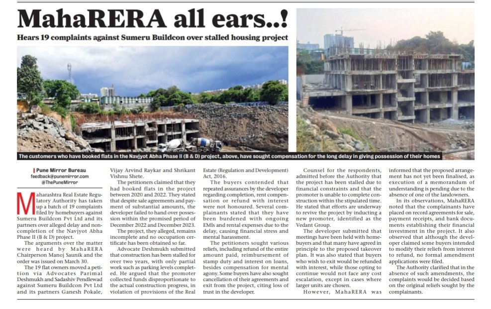 ChaitralyD's tweet image. #Pune #mahaRERA #developer under scanner