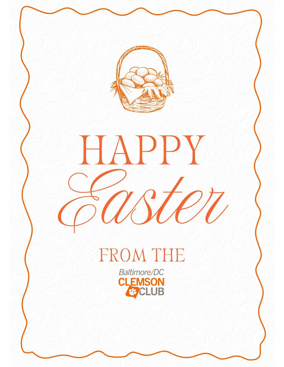 DMVClemsonClub's tweet photo. Happy Easter, Clemson Family! We hope you’ve had a wonderful day! https://t.co/KhNRxIlM6z