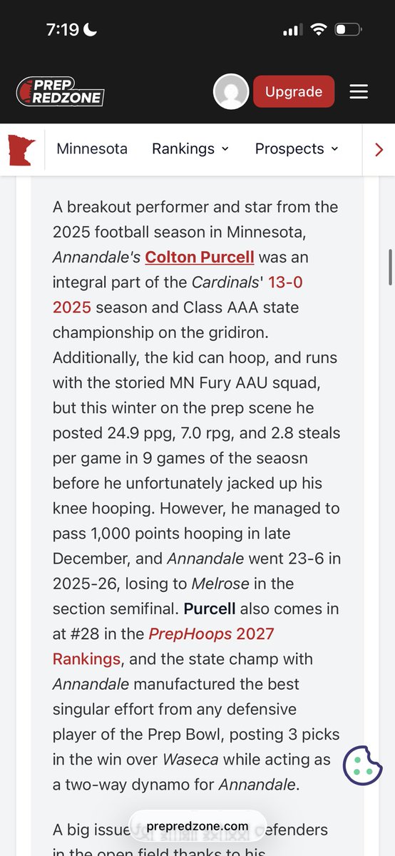 ColtonPurcell0's tweet photo. Thanks to @PrepRedzoneMN @OJW_Scouting for the write up. https://t.co/7PlW1lbPB6