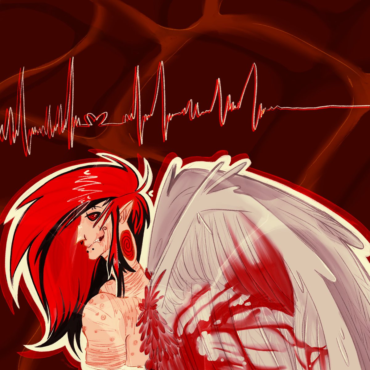 EtherealDoodlez's tweet photo. Diz 💫❤️🖤🩶🤍✨ 
#fallen #nephelem #art https://t.co/5IxRhvjcsf