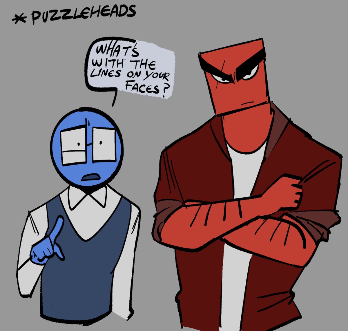 rolladice33's tweet photo. “You can’t ask that!”
Crossover!!
Quick doodle of the two with my own ocs from my story smile
#puzzleheads #Formed https://t.co/dF0iYnonKP