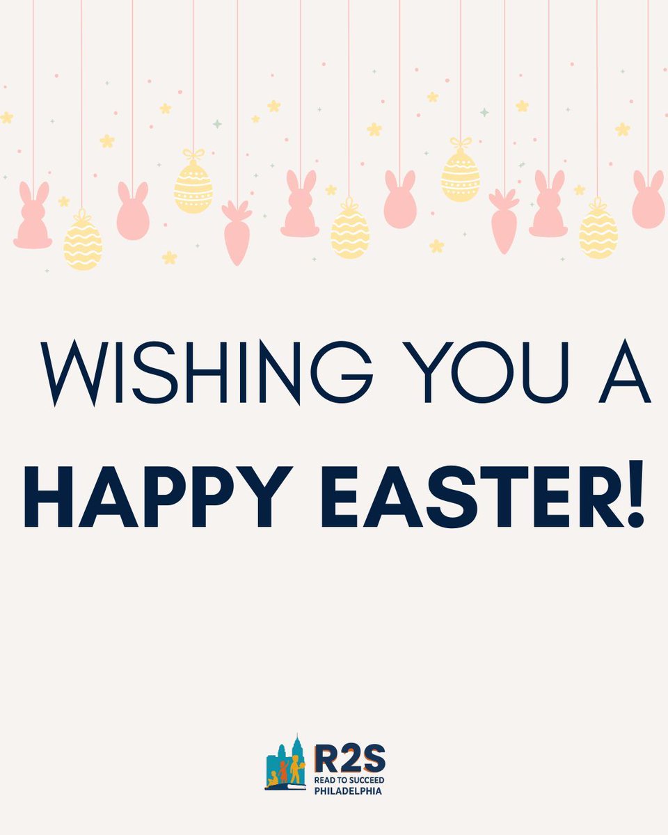 read_2succeed's tweet photo. Happy Easter! 🐣💐
Wishing you a joyful day of peace, togetherness, and a good book 🐰📖
#Read2SucceedPhiladelphia #EasterReading #SpringLearning https://t.co/Uzg34jC7xE