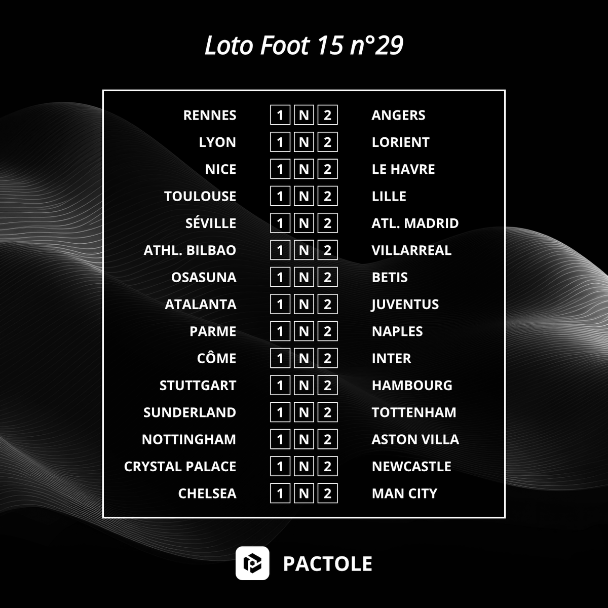PactoleApp's tweet photo. ⚽ Loto Foot 15 n°29 est là ! 💰 2 000 000 € au jackpot t'attendent !

⏰ Deadline : sam. 11 avril à 18h40 — ne rate pas ça !

🎯 Maximise tes chances avec Pactole et optimise ta grille comme un pro !

👉 https://t.co/9Sh67cR2yP

#LotoFoot #Pactole #PointDeVente #TeamParieur https://t.co/03TIxLNi6n