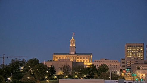 ETuckerRetired's tweet photo. View of the Tennessee State Capitol building just past sunset in Nashville. https://t.co/bJF13geB4U