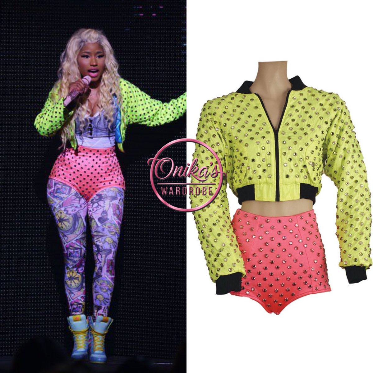 onikaswardrobe's tweet photo. "Pink Friday Tour" (2012)
Nicki Minaj wearing Custom Jeremy Scott Neon Green Studded Jacket + Custom Neon Pink Studded Shorts , Jeremy Scott Denim Top (Previously Posted) and Jeremy Scott x Adidas wedge sneaker boots
#Fashion #NickiMinaj #Style #Barbz #Adidas #PinkFridayTour #OnikasWardrobe