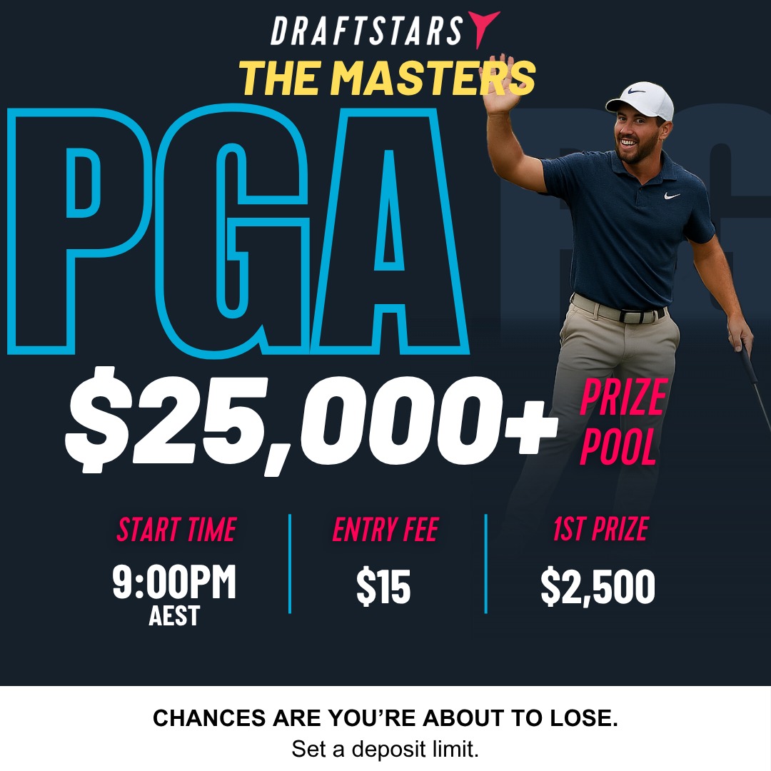 DraftstarsAU's tweet photo. It's time. #TheMasters
Contests are now live on #Draftstars including #AFLStar26 Qualifiers. ๐๏ธ