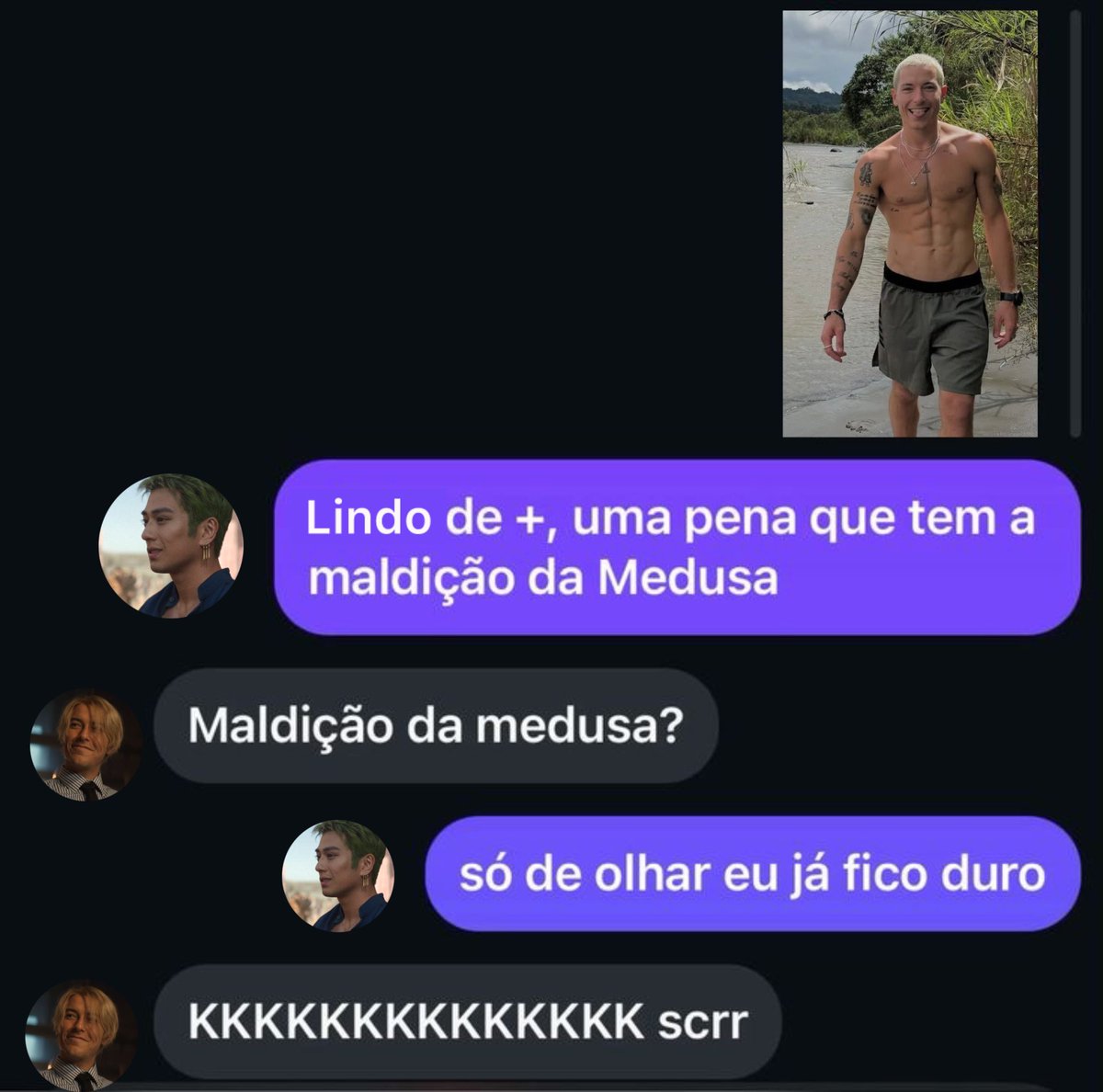 Os #zosan conversando depois do Taz repostar o vídeo dele beijando o Mackenyu