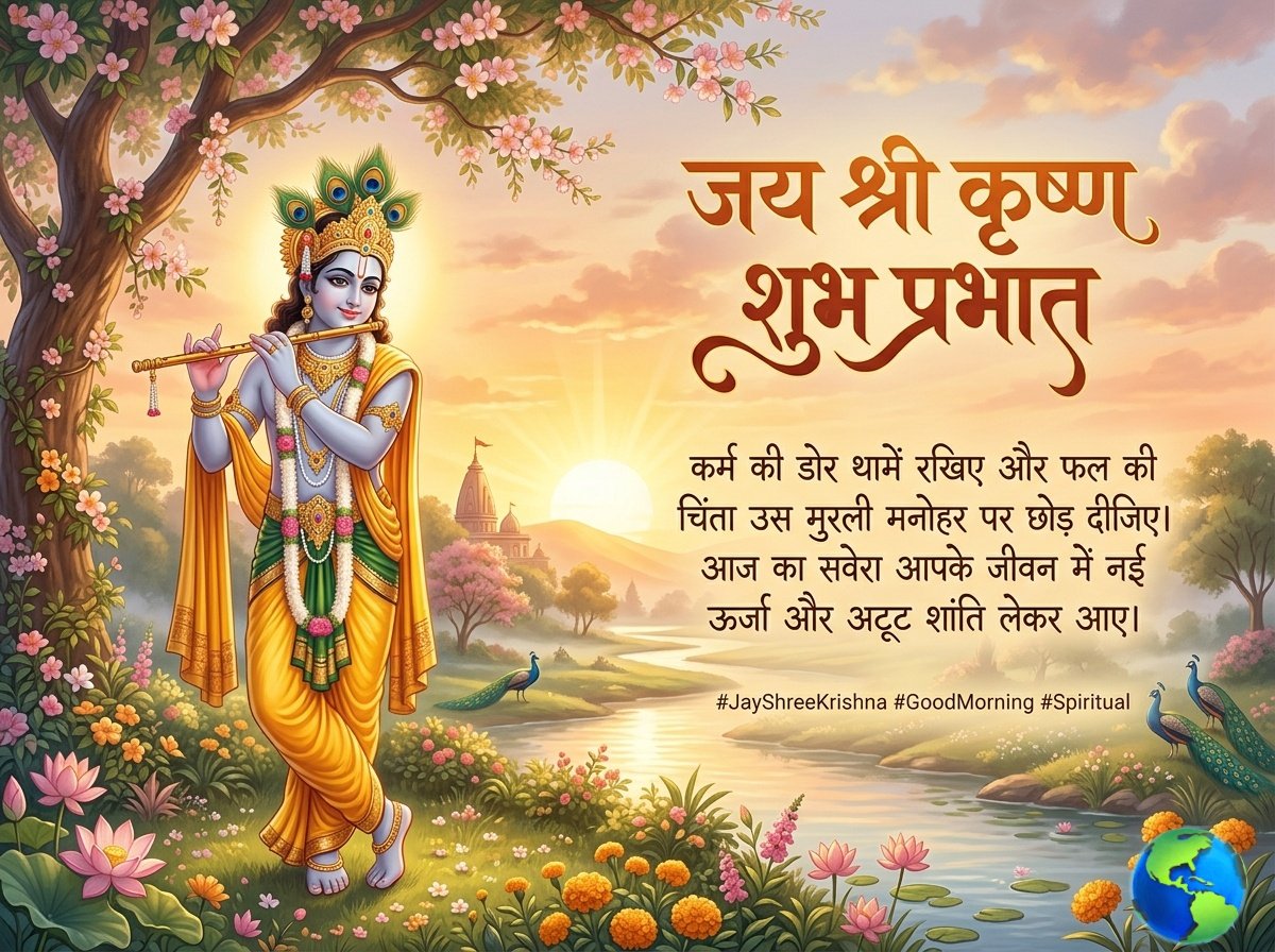 rmayapr's tweet image. जय श्री कृष्ण।
कर्म की डोर थामें रखिए और फल की चिंता उस मुरली मनोहर पर छोड़ दीजिए। आज का सवेरा आपके जीवन में नई ऊर्जा और अटूट शांति लेकर आए। शुभ प्रभात। #JayShreeKrishna #GoodMorning #Spiritual