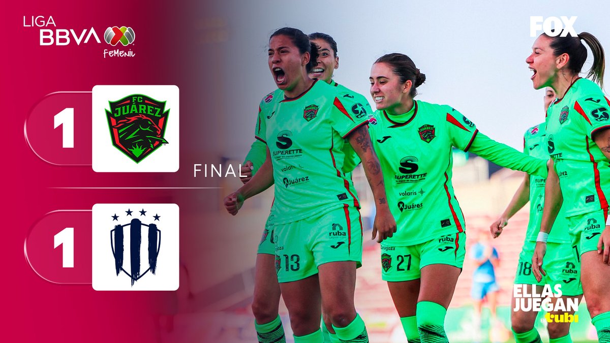 somos_FOX's tweet image. ¡EMPATE EN LA FRONTERA! 🤝

#Bravas y #Rayadas dividen puntos en la jornada 16 de la @LigaBBVAFemenil. 

#EllasJueganEnTubi 💜 | Descarga FOX ONE 👉 foxone.mx