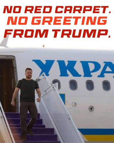 Myappycat's tweet photo. @DavidS_Liberdad Zelenskyy wore his customary T-shirt / sweatshirt when he met Trump last year. But MAGAs screamed about his clothes. So he compromised by dressing nicer. 

Insecure bullies whine about his clothes because his character and accomplishments outshine theirs. https://t.co/xLI74OIJuV