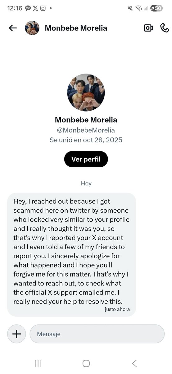 izzyicarus's tweet photo. #Monbebe be careful there's someone on X who claims to "report" your account for scamming and ask you to contact them on Discord, but their plan is to hack your account and steal money from you. Report the accounts if you see them. Here's evidence on how they work. https://t.co/tXorBXuFSc