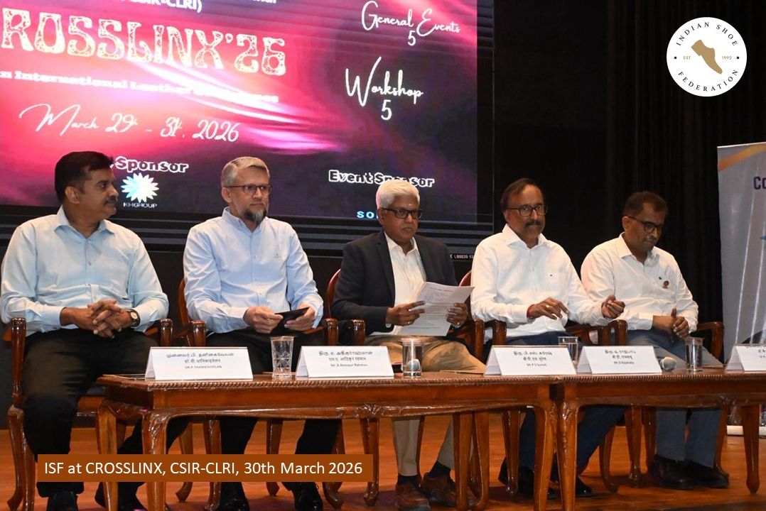 Indianshoefed's tweet photo. ISF at CROSSLINX | CSIR-CLRI | 30th March 2026
“The future belongs to connected excellence, not isolated success," said Mr. P. S. Suresh, President of the Indian Shoe Federation, who delivered the Chief Guest address, setting a forward-looking tone for the industry. https://t.co/7mMdB7yPO3