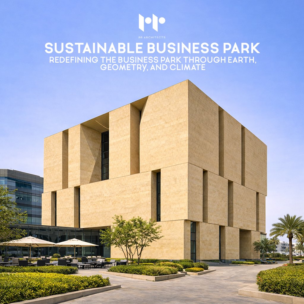 RR_ARCHITECTS's tweet image. The masterplan organizes buildings around shaded courtyards and green spines, promoting walkability, social interaction, and passive cooling strategies that mitigate heat gain while enhancing spatial hierarchy and urban legibility by RR Architects.
 
#architecture #building