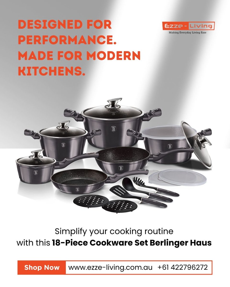 EzzeLiving's tweet image. Upgrade your entire kitchen in one go 
The 18-piece cookware set = complete cooking solution
Cook smarter &amp;amp; easier every day

🛒 ezze-living.com.au/product/18-pcs…

#CookwareSet #KitchenEssentials #SmartKitchen #CookingEasy #HomeCooking #KitchenUpgrade