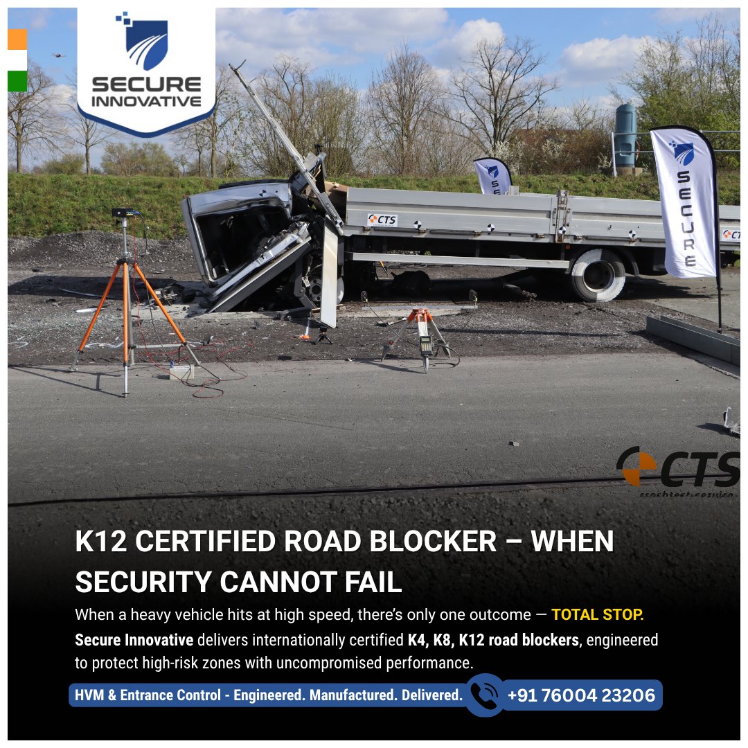 SecureIndia_'s tweet image. K12 Certified Road Blocker – When Security Cannot Fail

When a heavy vehicle hits at high speed, there’s only one outcome — TOTAL STOP.

secure-india.com/road-blockers.…

#RoadBlocker #K12CrashTest #PerimeterSecurity #CrashRated #HVM #EntranceControl #SecuritySolutions #AccessControl