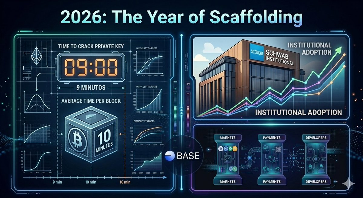SergioTheNomad's tweet photo. The 3 Crypto Narratives That Will Define 2026.

As Q2 begins, three narratives are crystallizing—each with the potential to redefine this cycle:

Quantum Readiness
Google’s paper wasn’t just FUD. It was a wake-up call. Projects like QRL and Cellframe saw 24h pumps, but the real story is the clock: years, not decades. The race to post-quantum crypto starts now.

Institutional Infrastructure
Schwab’s $12T waitlist isn’t about hype. It’s about plumbing. Spot ETFs, custody solutions, and compliance frameworks are being built during the bear market. That’s how you know it’s serious.

L2s Beyond Gas Wars
Base’s roadmap dropped today. Their bet? Onchain markets + payments at scale. Vitalik’s critique was clear: L2s need more than cheap transactions. They need raison d’être. 2026 will separate the infrastructure from the noise.

The common thread?
Bear markets filter out the tourists. What’s left is the scaffolding for the next bull run.

#Crypto #Macro #DeFi #L2