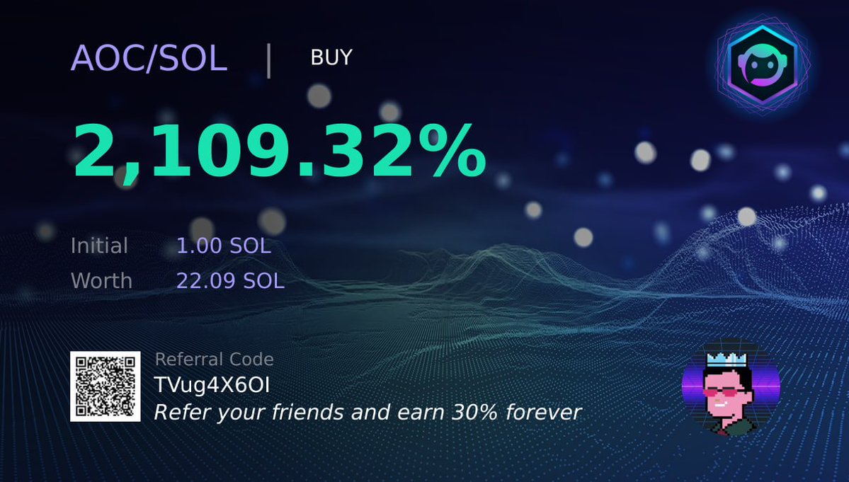 ✨ $AOC PnL - TP All

Start the week with massive volume pouring in SOL-Chain 💰

👁‍🗨 $AOC Early Call :
t.me/AstroX_Onchain…

➡️ Access Live Call: AstroX Pro Hub 
t.me/AstroXPro_Bot?…