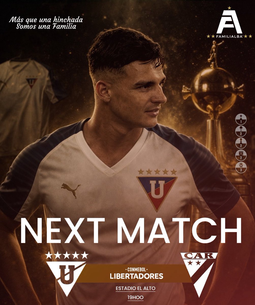 🤍🤍EN LAS MALAS MUCHO PERO MUCHO MÁS🤍🤍

Next Match 🔜

Primera batalla de la  gloria eterna⚪️🔴

🆚  <a href="/ClubAlwaysReady/">Club Always Ready</a>  <a href="/LDU_Oficial/">LDU Oficial</a> 
🏟️ Estadio Municipal El Alto  
🕣: 19H00
 
¡Vamos Liga Carajo!💪🤍

Diseño: <a href="/PierreCostain/">Pierre Costain</a>