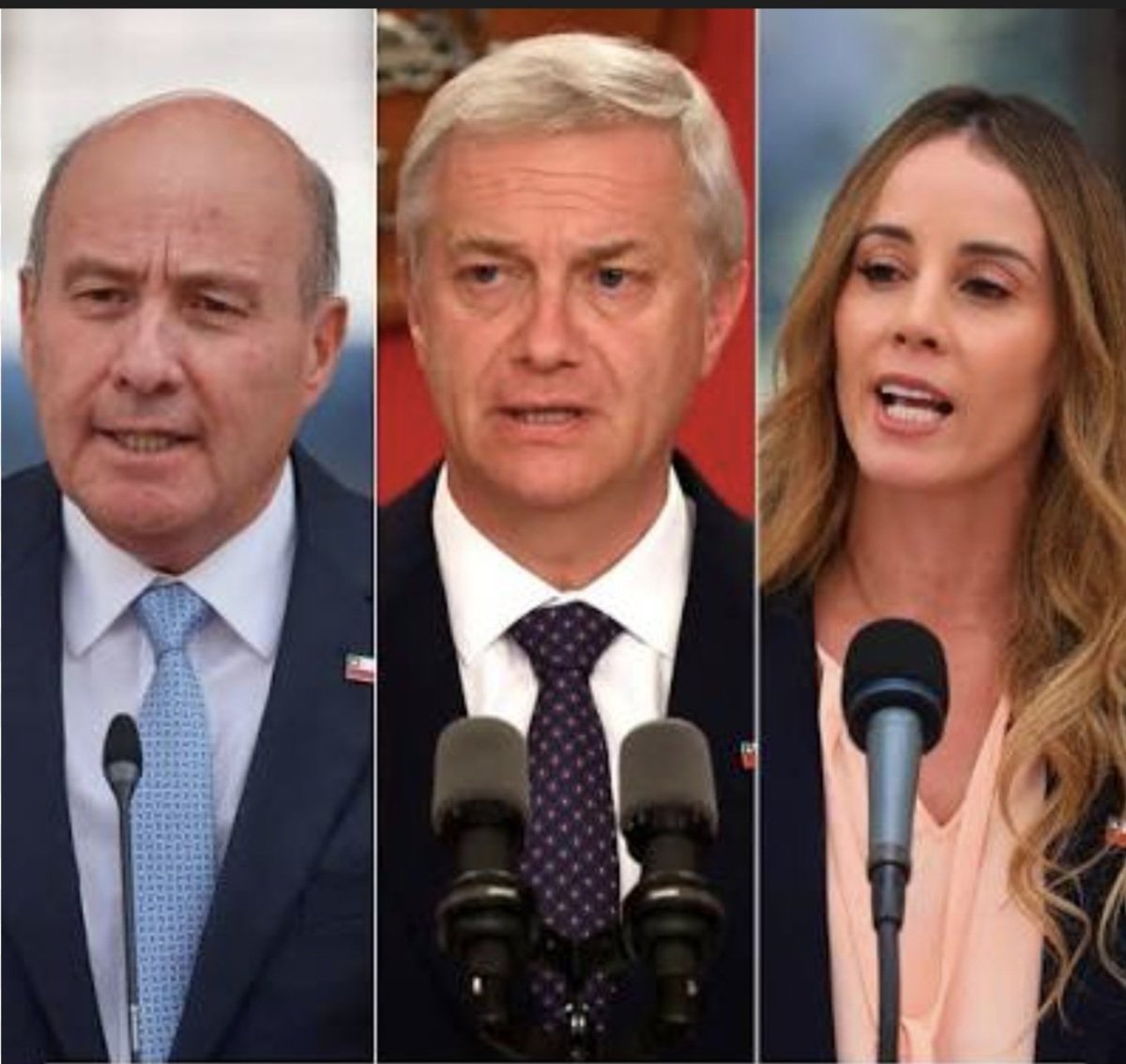 Gobierno de Kast, caída en picada. 
Roberto Izikson, Gerente General de Cadem, no se queda atrás y adelanta resultados de encuesta. 
En la imagen, presidente Kast y dos de sus principales ministros: Jorge Quiroz y Mara Sedini