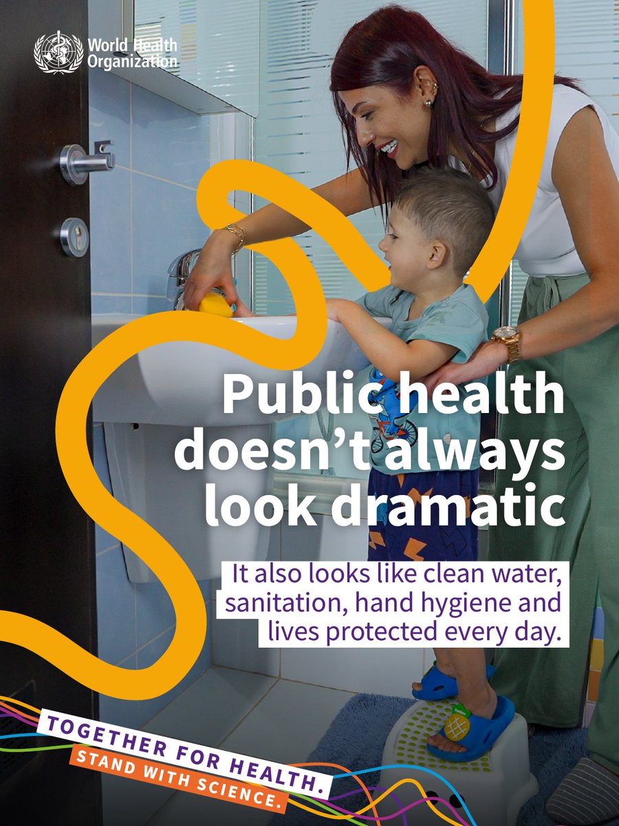WASH_FOR_HEALTH's tweet photo. 7 April is #WorldHealthDay 2026. We #StandWithScience—advancing evidence-based action on WASH in health care facilities to protect patients and health workers every day. More: https://t.co/YcXvzzUu1o https://t.co/DliNtLV7ff