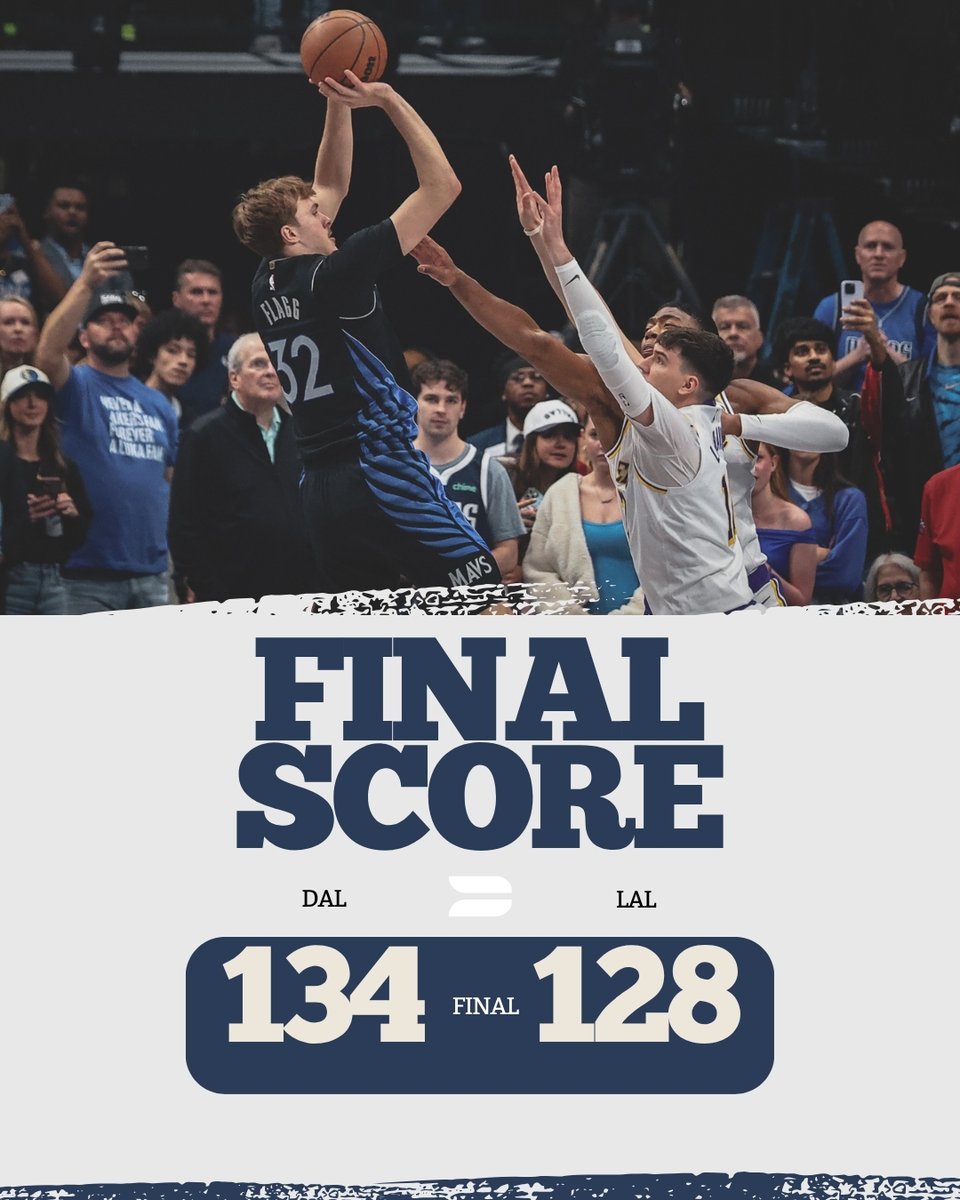 D210S's tweet image. Cooper Flagg just went NUCLEAR 💥

45 POINTS.
And the Mavs take down the Lakers 134-128.
The future isn’t coming… it’s already HERE in Dallas 😤

#MFFL #Mavericks #NBA #CooperFlagg #LakeShow @_BOneal