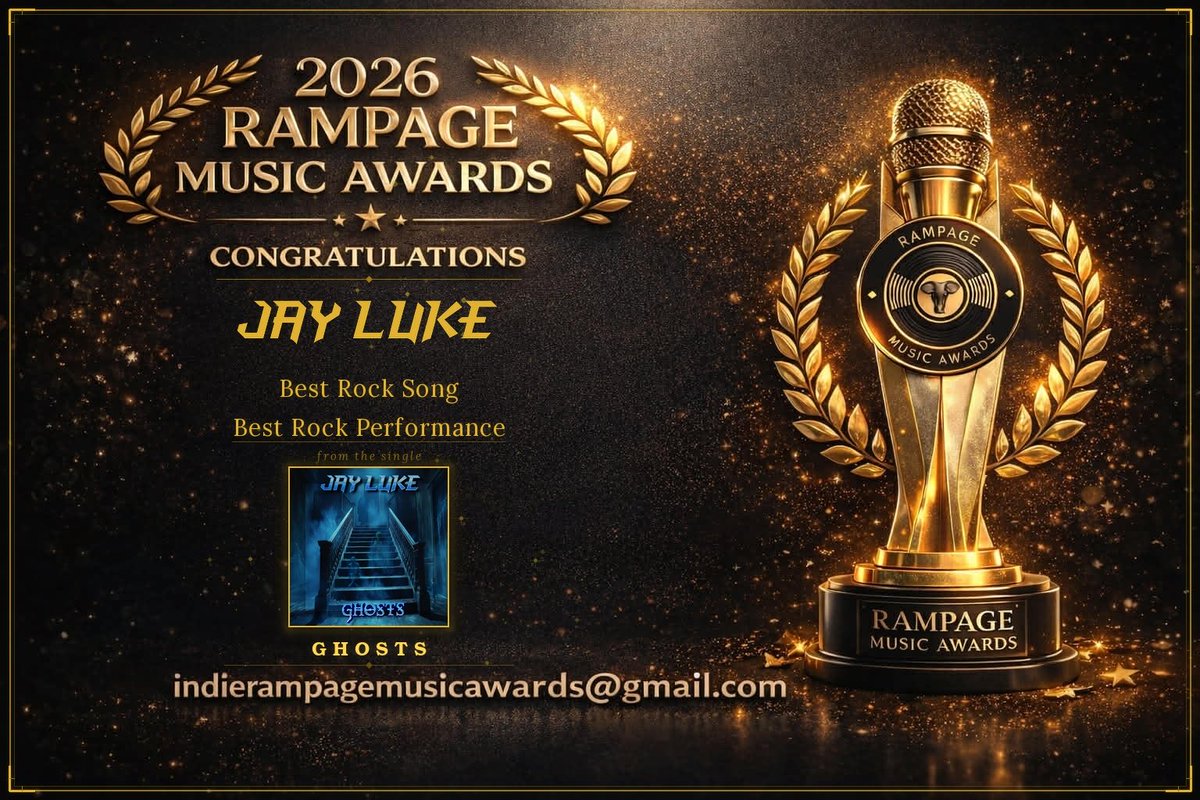 jay_luke's tweet image. Two awards. Can't believe I'm typing this. 🏆🏆
 
Stream it. Tell me what you think.
HASHTAGS
#RockMusic #IndieRock #JayLuke #Ghosts #MusicAwards