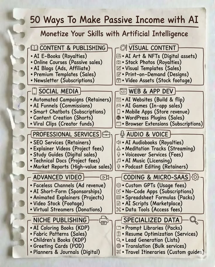 50 ways to make passive income with AI