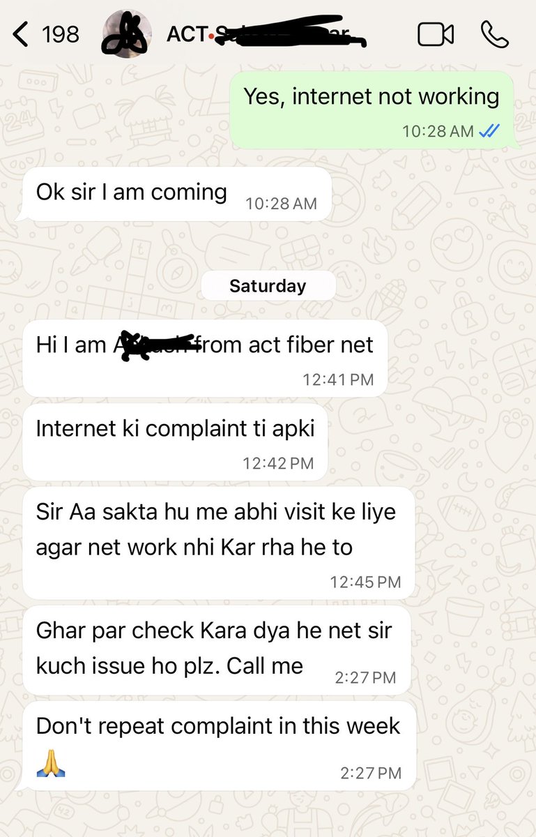Gandharv_Kohli's tweet image. @ACTFibernet 😡 Why is your field tech begging customers like me for “corroboration” on WhatsApp? Scared of bosses / Company policies? Is Internal mgmt so toxic they fear for their jobs or is it something else?

 #ACTFibernet #CustomerServiceFail #BroadbandBlues