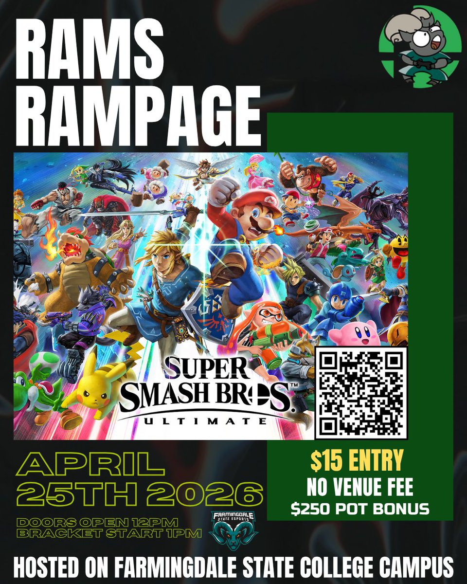 Ram's Rampage is officially back for the spring and registration is live! Last year we had a successful event hitting our cap of 64 entrants and also qualifying as a D tier regional tournament. This year our cap will be at 128 entrants. We hope to see everyone there!
